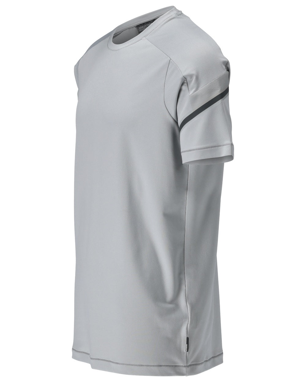 Silver Grey Coloured Mascot Workwear Mens Customized Modern Fit Short Sleeve T-Shirt on white background 