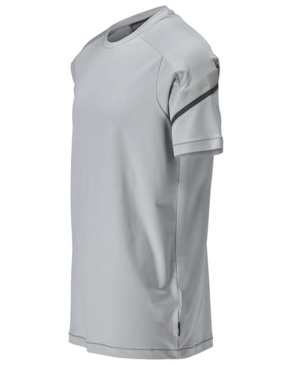 Silver Grey Coloured Mascot Workwear Mens Customized Modern Fit Short Sleeve T-Shirt on white background 