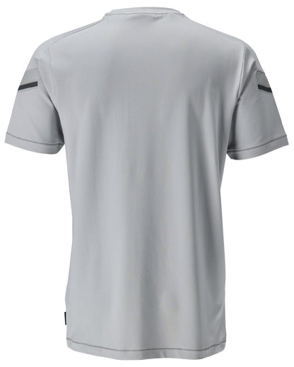 Silver Grey Coloured Mascot Workwear Mens Customized Modern Fit Short Sleeve T-Shirt on white background 