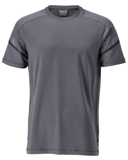 Stone Grey Coloured Mascot Workwear Mens Customized Modern Fit Short Sleeve T-Shirt on white background 