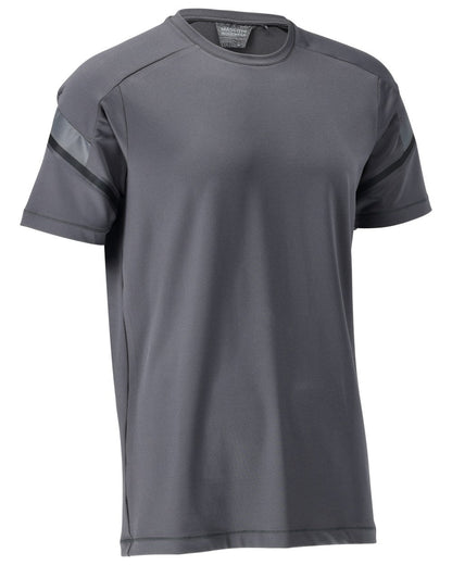 Stone Grey Coloured Mascot Workwear Mens Customized Modern Fit Short Sleeve T-Shirt on white background 