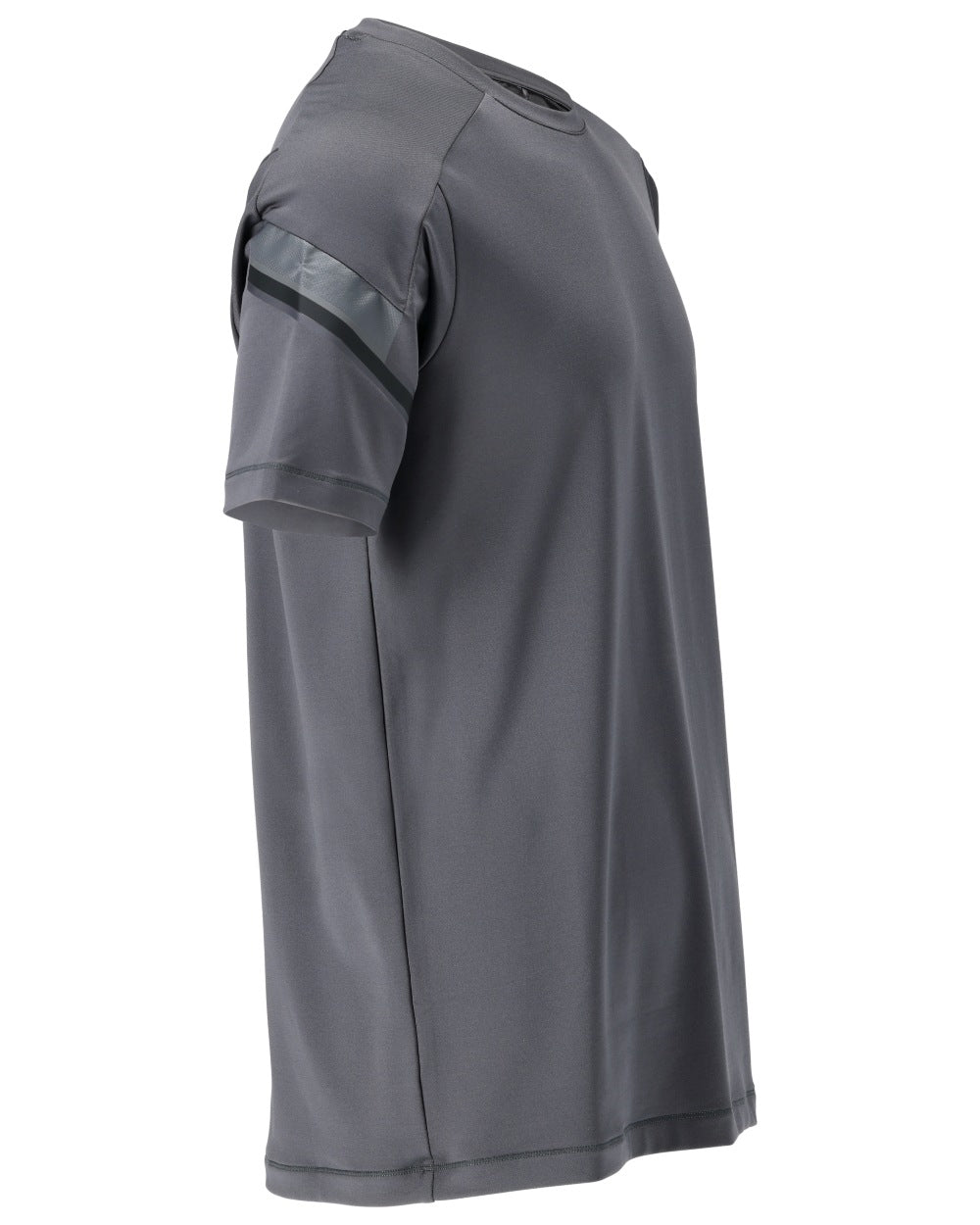 Stone Grey Coloured Mascot Workwear Mens Customized Modern Fit Short Sleeve T-Shirt on white background 