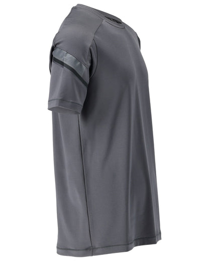 Stone Grey Coloured Mascot Workwear Mens Customized Modern Fit Short Sleeve T-Shirt on white background 