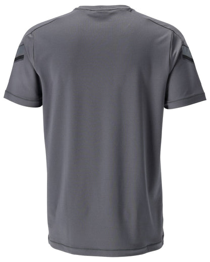 Stone Grey Coloured Mascot Workwear Mens Customized Modern Fit Short Sleeve T-Shirt on white background 