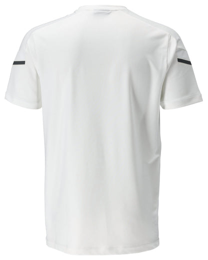 White Coloured Mascot Workwear Mens Customized Modern Fit Short Sleeve T-Shirt on white background 
