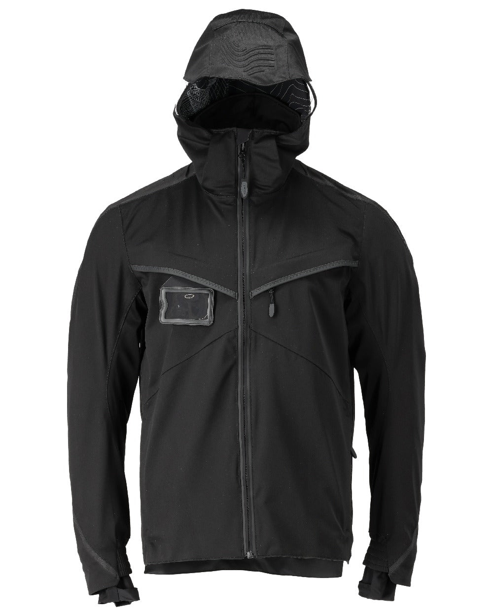 Black Coloured Mascot Workwear Mens Customized Outer Shell Jacket on white background 