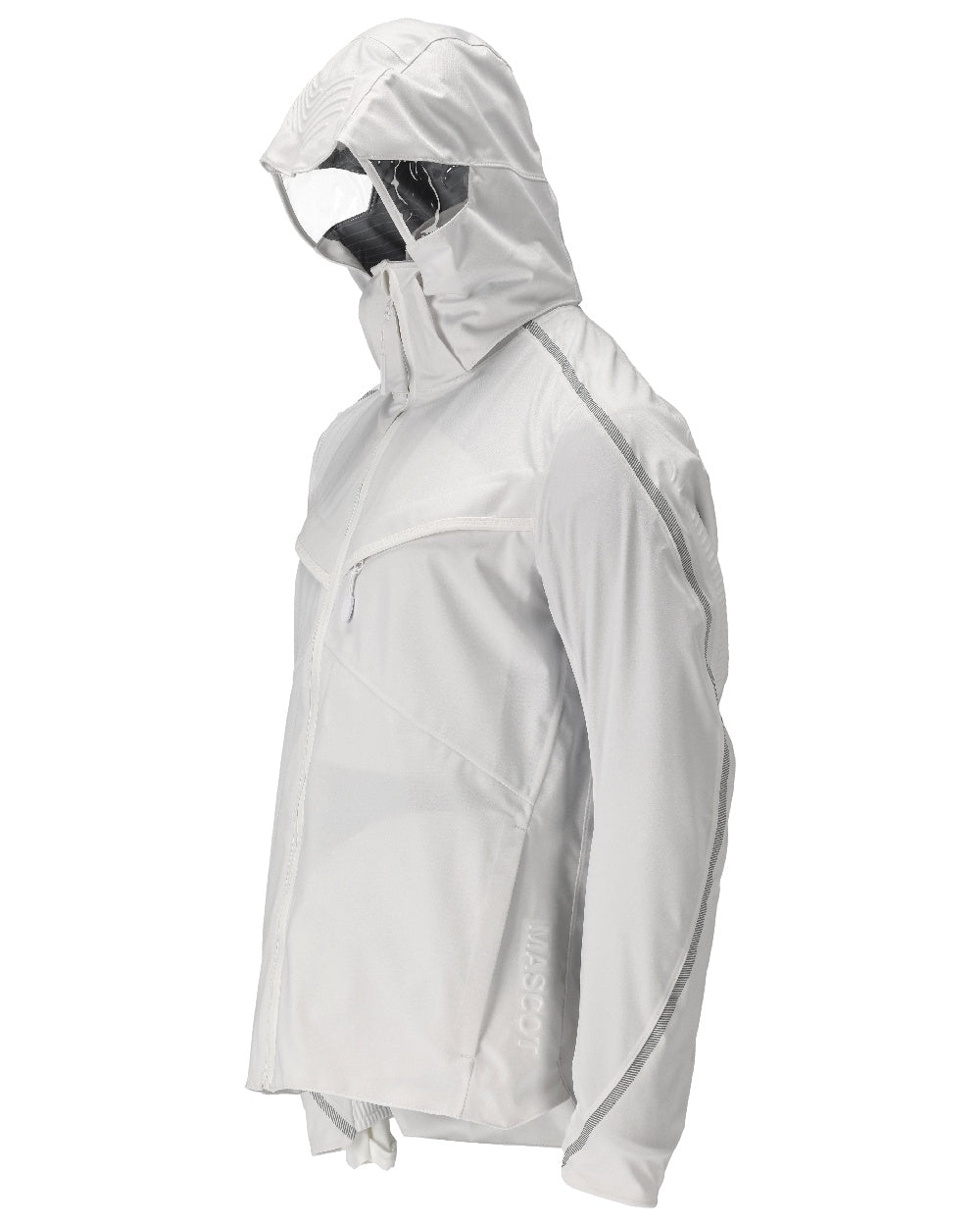 White Coloured Mascot Workwear Mens Customized Outer Shell Jacket on white background 