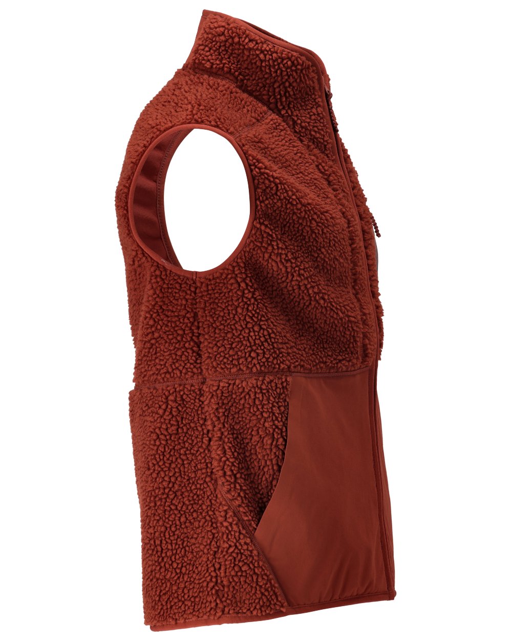 Autumn Red Coloured Mascot Workwear Mens Customized Pile Gilet With Zipper on white background 