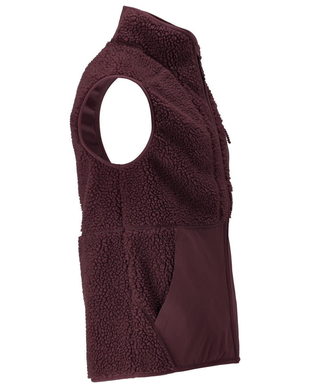 Bordeaux Coloured Mascot Workwear Mens Customized Pile Gilet With Zipper on white background 