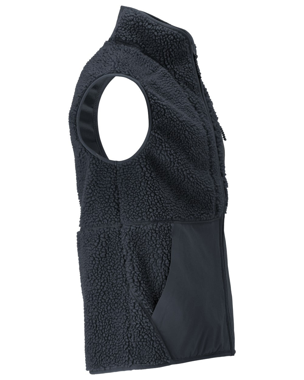 Dark Navy Coloured Mascot Workwear Mens Customized Pile Gilet With Zipper on white background 