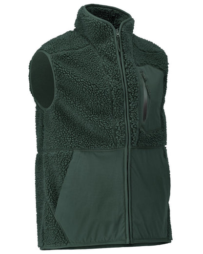 Forest Green Coloured Mascot Workwear Mens Customized Pile Gilet With Zipper on white background 