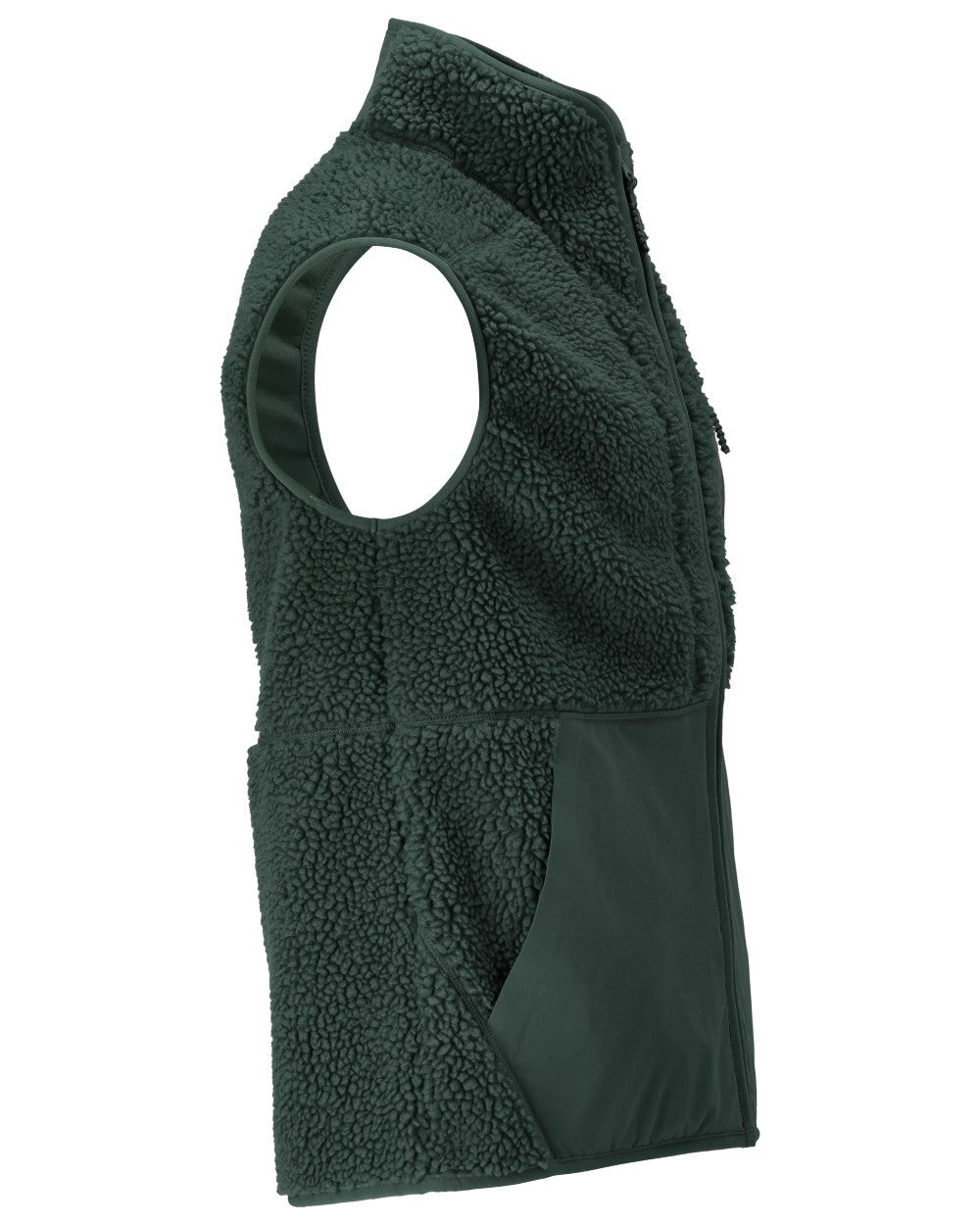 Forest Green Coloured Mascot Workwear Mens Customized Pile Gilet With Zipper on white background 