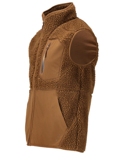 Nut Brown Coloured Mascot Workwear Mens Customized Pile Gilet With Zipper on white background 