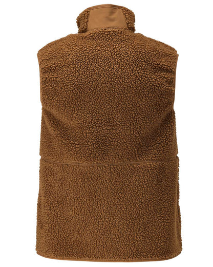 Nut Brown Coloured Mascot Workwear Mens Customized Pile Gilet With Zipper on white background 