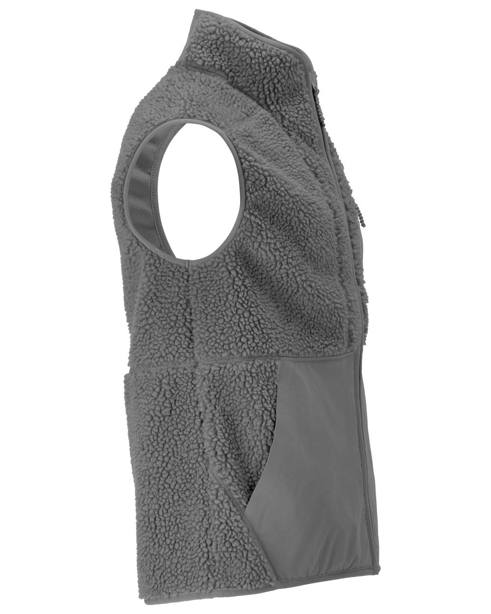 Stone Grey Coloured Mascot Workwear Mens Customized Pile Gilet With Zipper on white background 