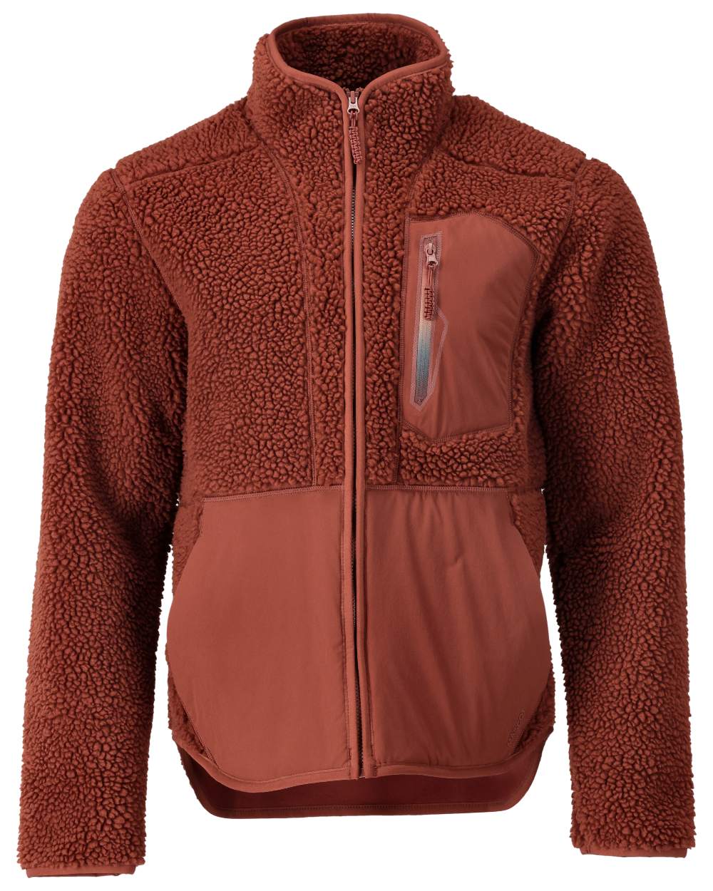 Autumn Red Coloured Mascot Workwear Mens Customized Pile Jacket With Zipper on white background 