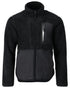 Black Coloured Mascot Workwear Mens Customized Pile Jacket With Zipper on white background 