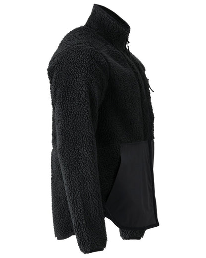 Black Coloured Mascot Workwear Mens Customized Pile Jacket With Zipper on white background 