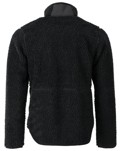 Black Coloured Mascot Workwear Mens Customized Pile Jacket With Zipper on white background 