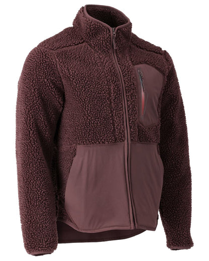 Bordeaux Coloured Mascot Workwear Mens Customized Pile Jacket With Zipper on white background 