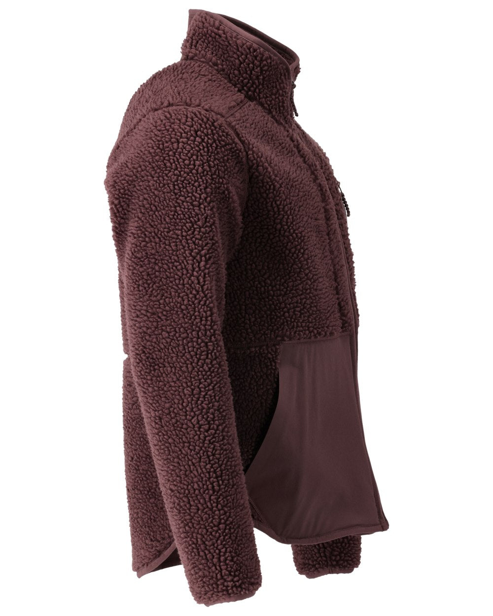 Bordeaux Coloured Mascot Workwear Mens Customized Pile Jacket With Zipper on white background 