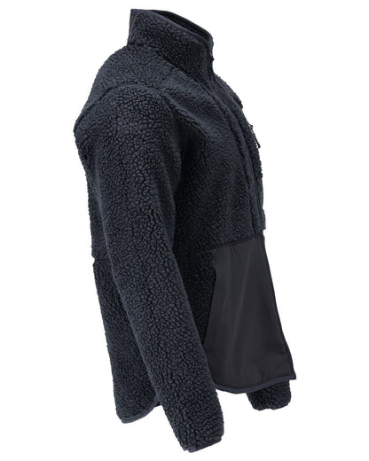 Dark Navy Coloured Mascot Workwear Mens Customized Pile Jacket With Zipper on white background 
