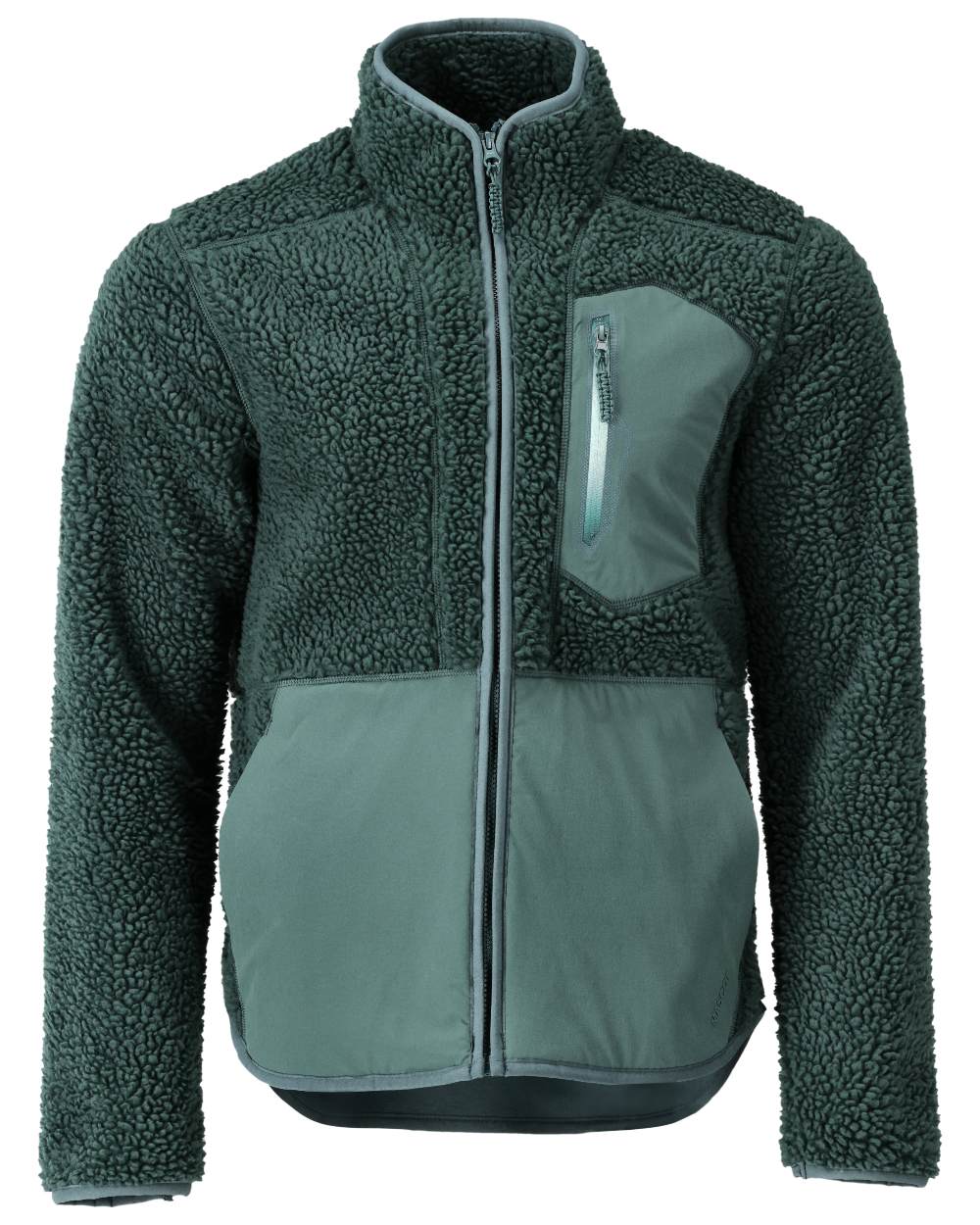 Forest Green Coloured Mascot Workwear Mens Customized Pile Jacket With Zipper on white background 