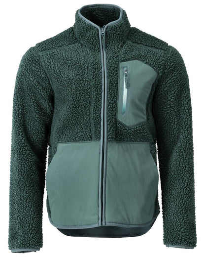 Forest Green Coloured Mascot Workwear Mens Customized Pile Jacket With Zipper on white background 