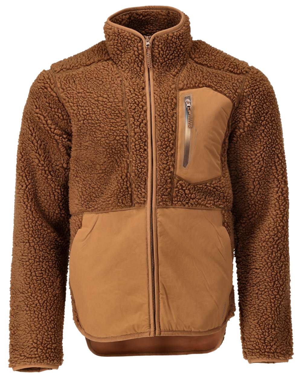 Nut Brown Coloured Mascot Workwear Mens Customized Pile Jacket With Zipper on white background 