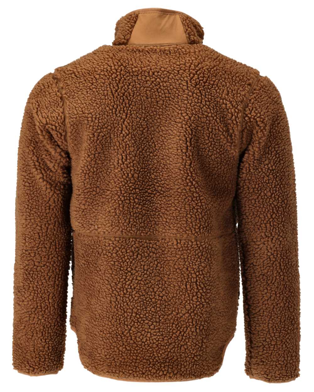 Nut Brown Coloured Mascot Workwear Mens Customized Pile Jacket With Zipper on white background 