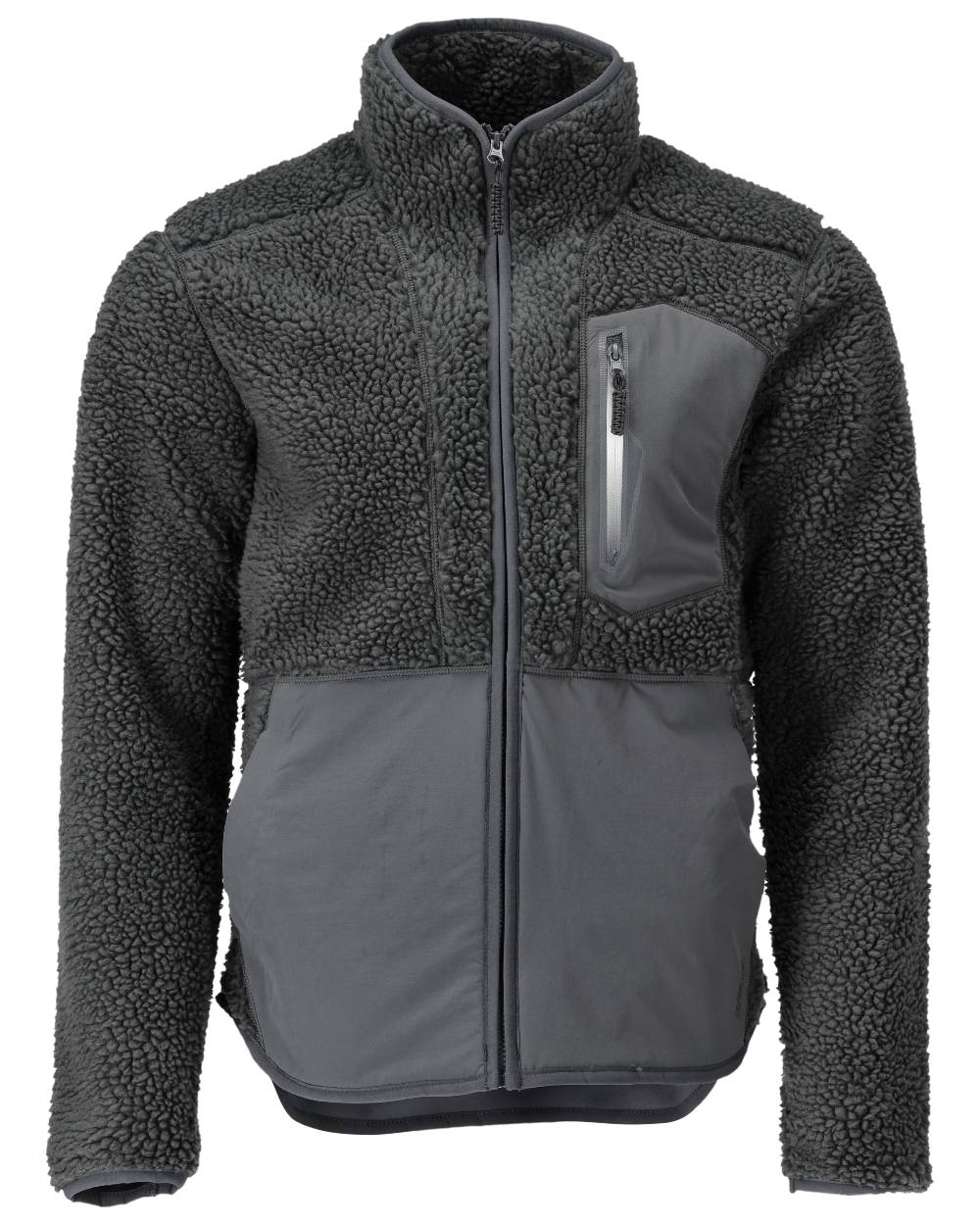 Stone Grey Coloured Mascot Workwear Mens Customized Pile Jacket With Zipper on white background 
