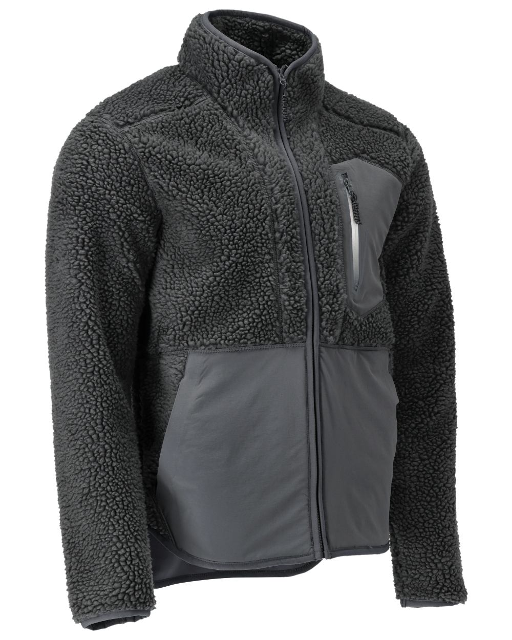 Stone Grey Coloured Mascot Workwear Mens Customized Pile Jacket With Zipper on white background 