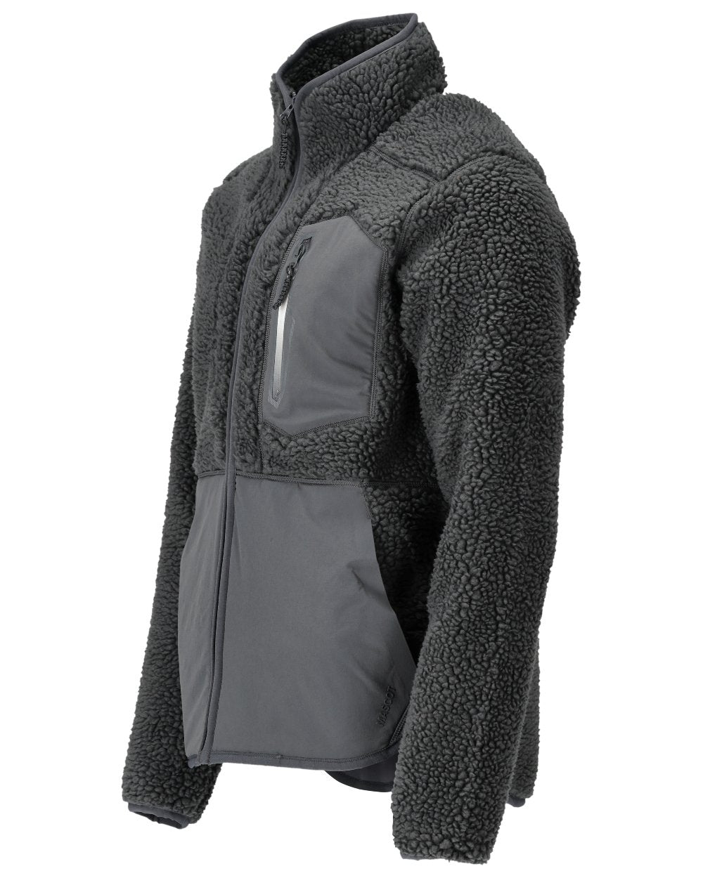 Stone Grey Coloured Mascot Workwear Mens Customized Pile Jacket With Zipper on white background 