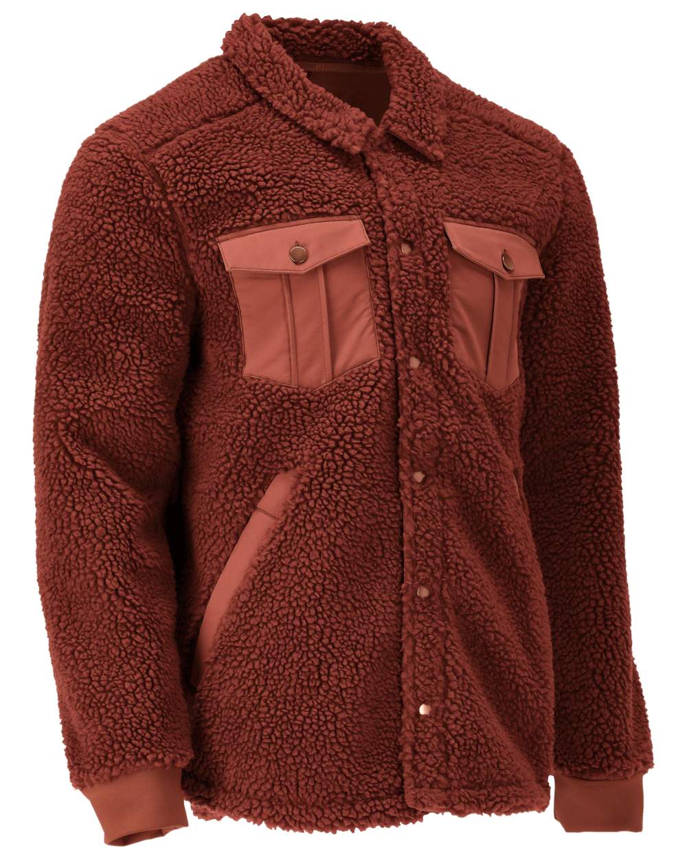 Autumn Red Coloured Mascot Workwear Mens Customized Pile Shirt on white background 
