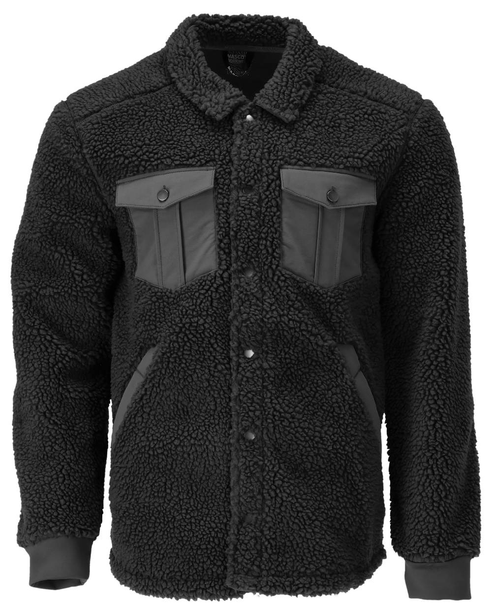 Black Coloured Mascot Workwear Mens Customized Pile Shirt on white background 