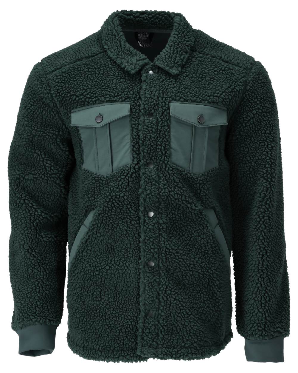 Forest Green Coloured Mascot Workwear Mens Customized Pile Shirt on white background 
