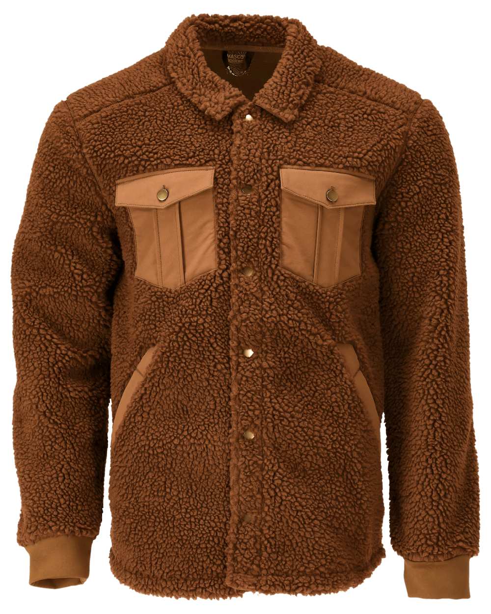 Nut Brown Coloured Mascot Workwear Mens Customized Pile Shirt on white background 