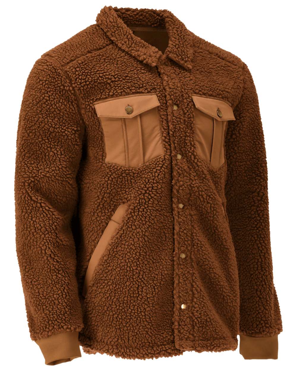 Nut Brown Coloured Mascot Workwear Mens Customized Pile Shirt on white background 