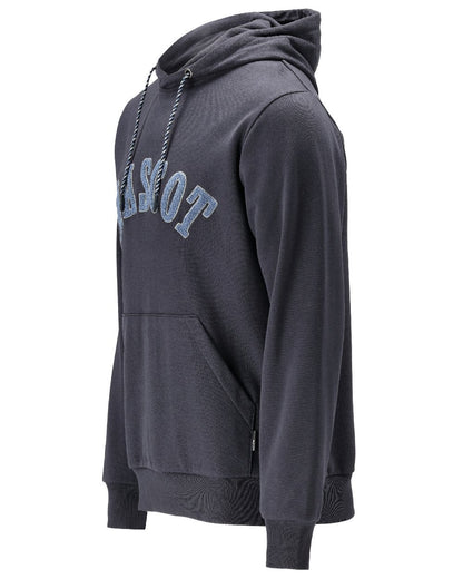 Dark Navy Coloured Mascot Workwear Mens Customized Premium Hoodie on white background 