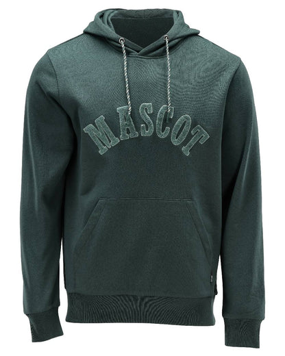 Forest Green Coloured Mascot Workwear Mens Customized Premium Hoodie on white background 