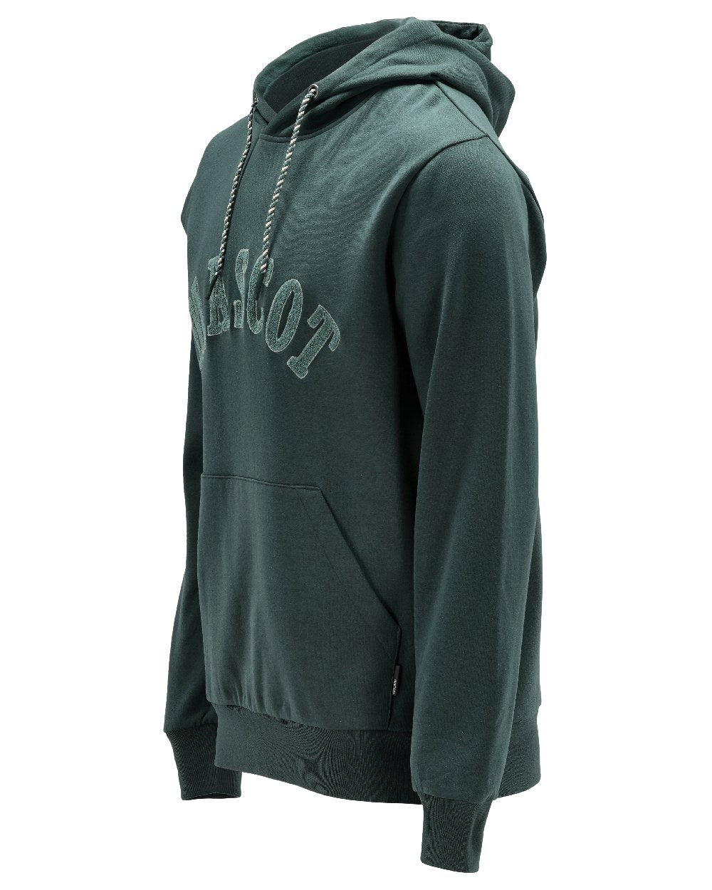 Forest Green Coloured Mascot Workwear Mens Customized Premium Hoodie on white background 