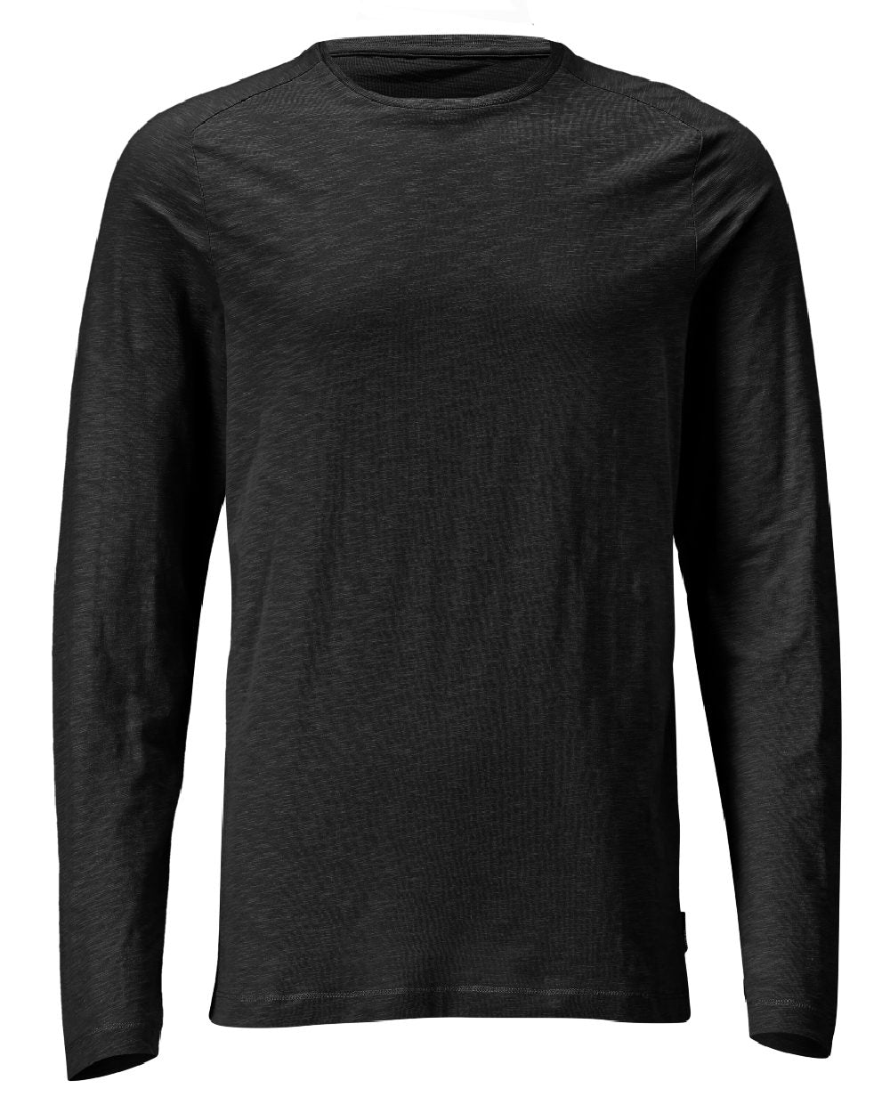 Black Coloured Mascot Workwear Mens Customized Premium Long Sleeved T-Shirt on white background 