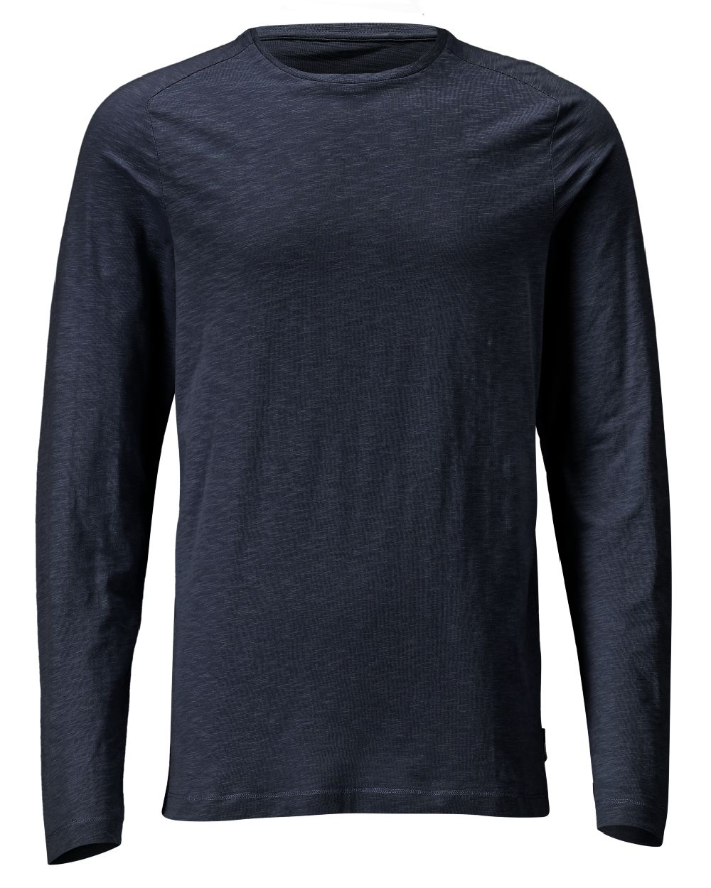 Dark Navy Coloured Mascot Workwear Mens Customized Premium Long Sleeved T-Shirt on white background 