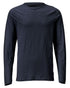 Dark Navy Coloured Mascot Workwear Mens Customized Premium Long Sleeved T-Shirt on white background 