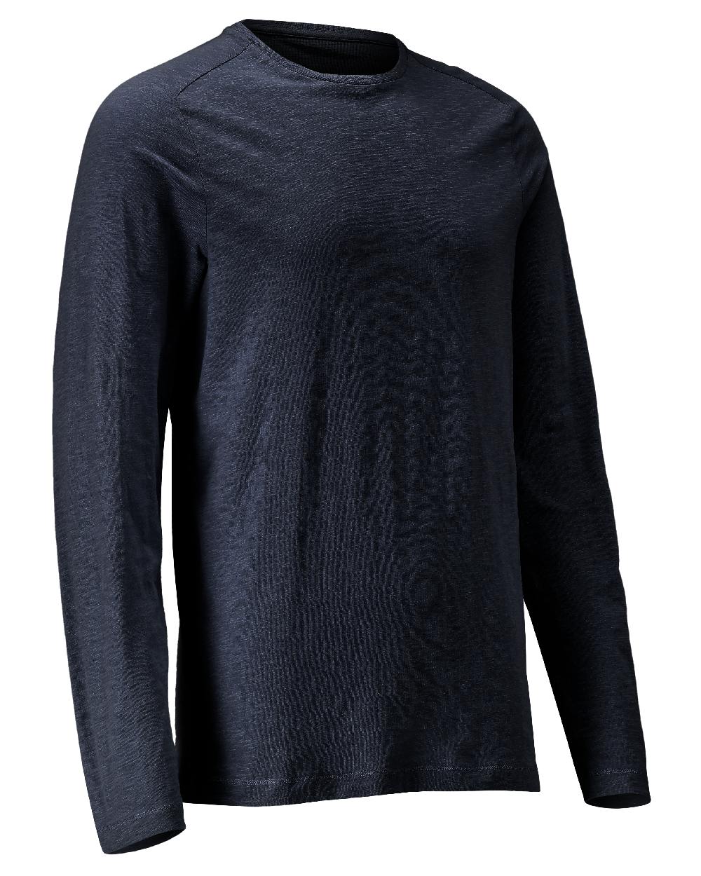 Dark Navy Coloured Mascot Workwear Mens Customized Premium Long Sleeved T-Shirt on white background 