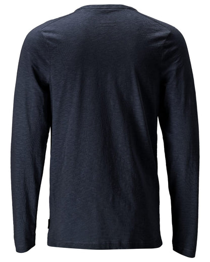 Dark Navy Coloured Mascot Workwear Mens Customized Premium Long Sleeved T-Shirt on white background 