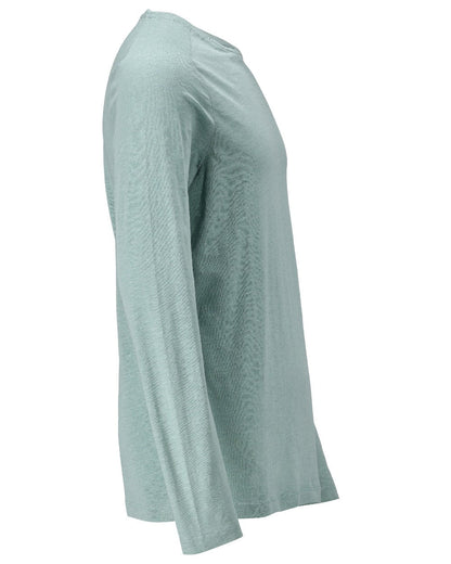 Dusty Green Coloured Mascot Workwear Mens Customized Premium Long Sleeved T-Shirt on white background 