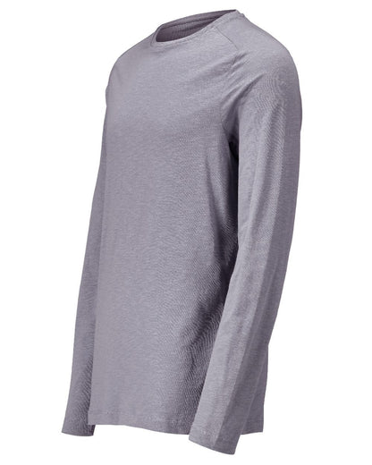 Light Stone Blue Coloured Mascot Workwear Mens Customized Premium Long Sleeved T-Shirt on white background 