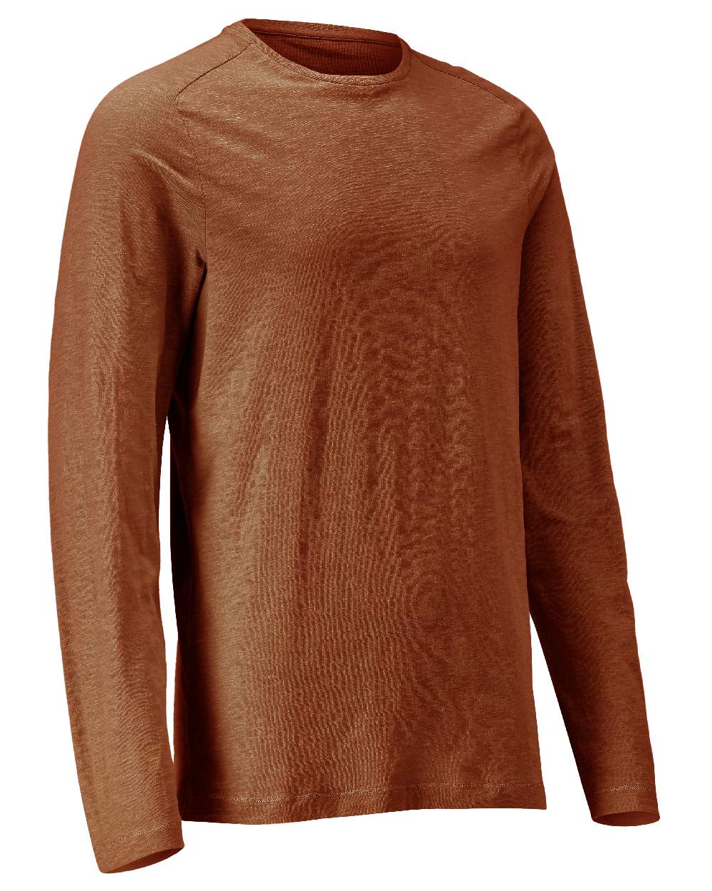 Nut Brown Coloured Mascot Workwear Mens Customized Premium Long Sleeved T-Shirt on white background 