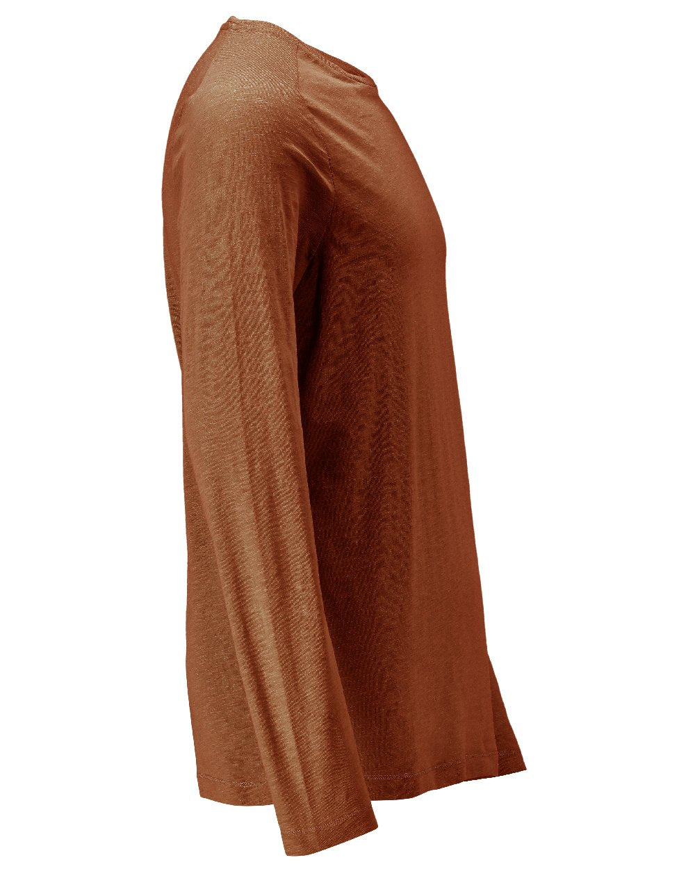 Nut Brown Coloured Mascot Workwear Mens Customized Premium Long Sleeved T-Shirt on white background 